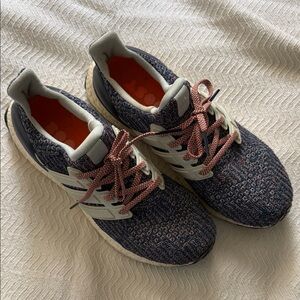 Adidas Ultra Boost Navy Multicolor Running Sneakers with Pink Laces